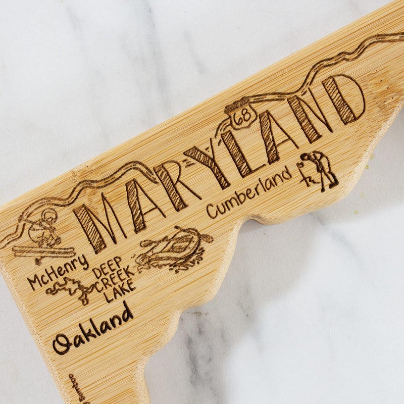 Totally Bamboo Destination Maryland State Shaped Serving and Cutting Board, Includes Hang Tie for Wall Display - Image 5
